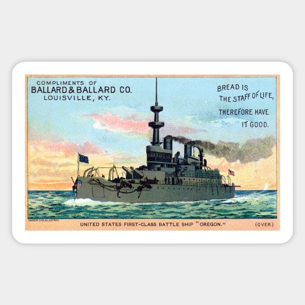 1890 Battleship Oregon Sticker by historicimage